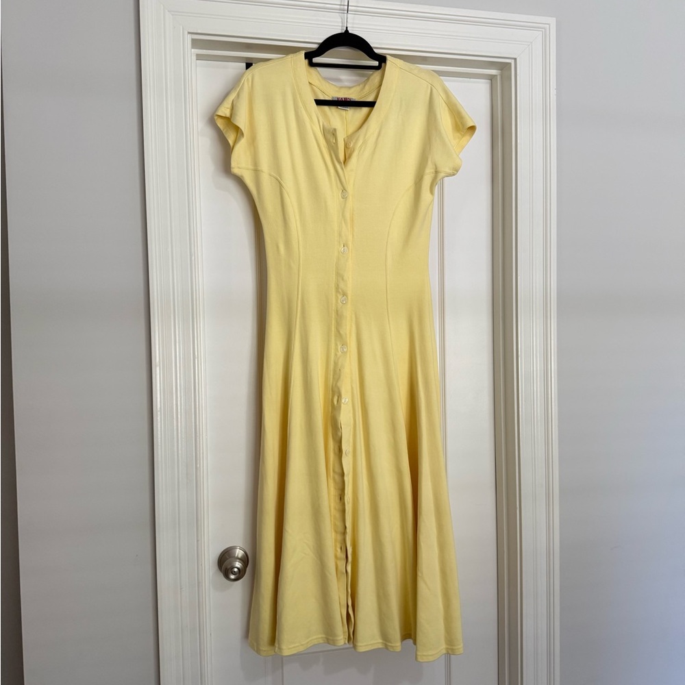 Sunny Yellow Button-Front Midi Dress